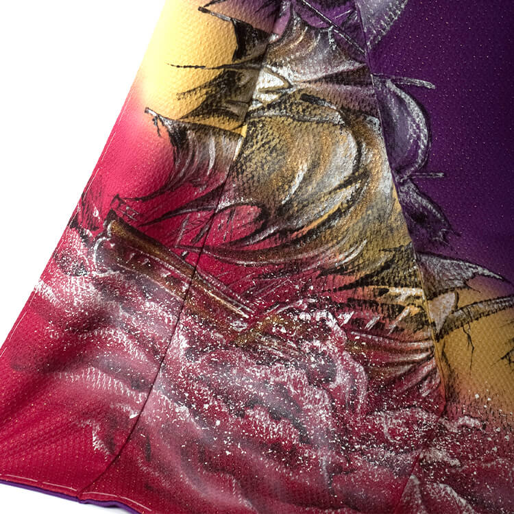 素描友禅 帆船と月　訪問着