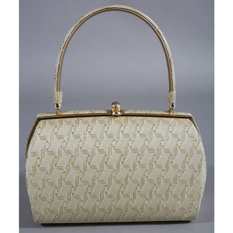 草履バッグ　ゴールド　星の割付文様