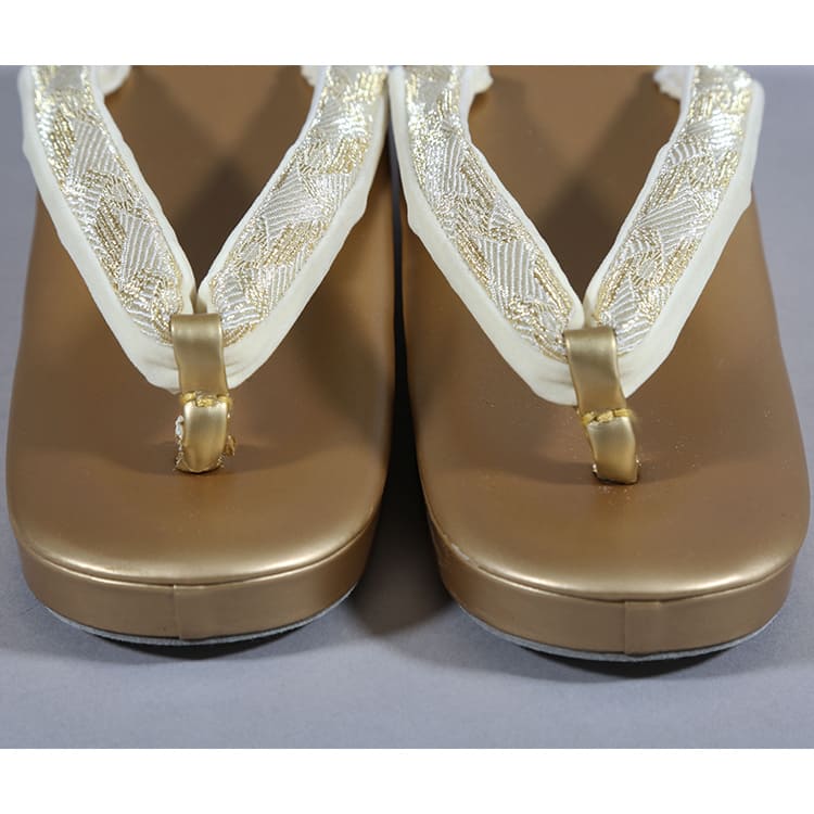 草履バッグ　ゴールド　星の割付文様