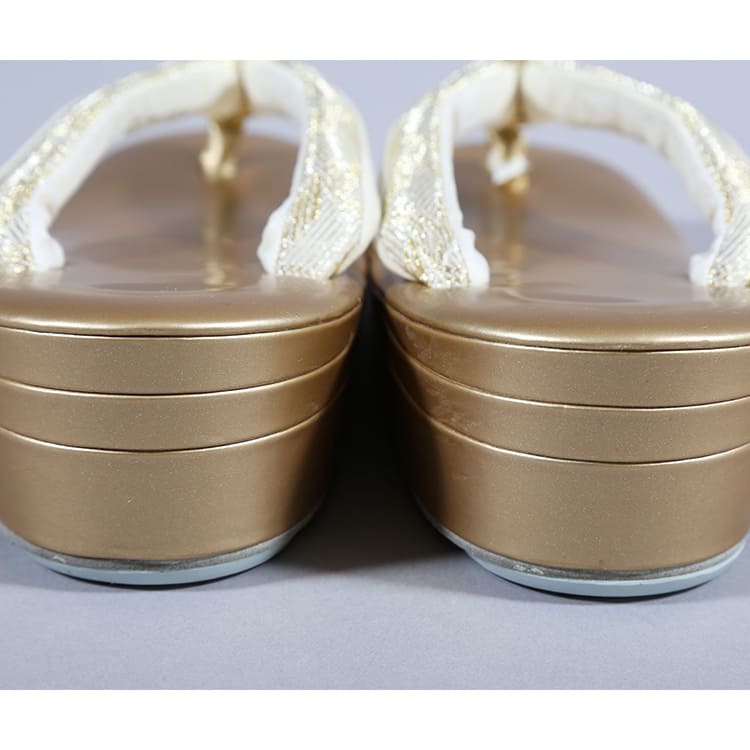 草履バッグ　ゴールド　星の割付文様