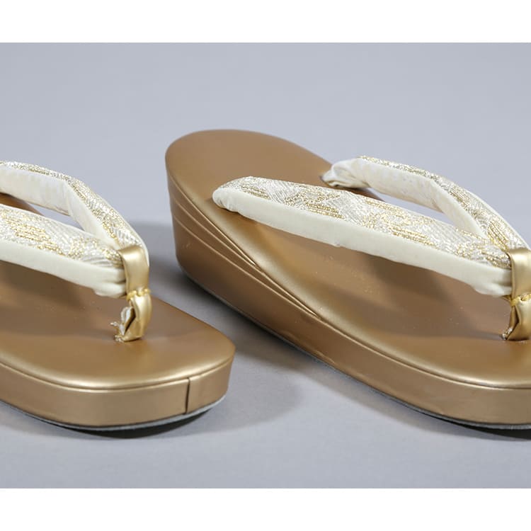 草履バッグ　ゴールド　星の割付文様