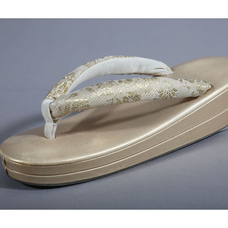 草履バッグ　ゴールド　花菱