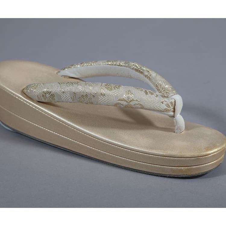 草履バッグ　ゴールド　花菱