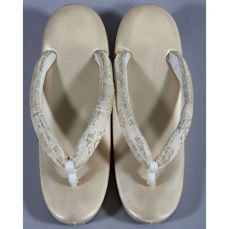 草履バッグ　ゴールド　菱に桜