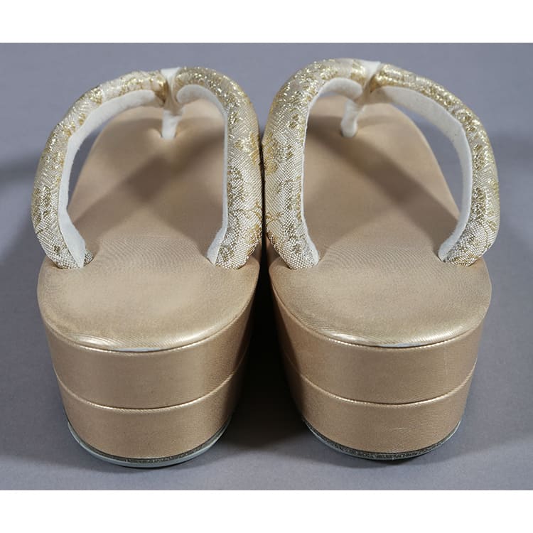 草履バッグ　ゴールド　菱に桜