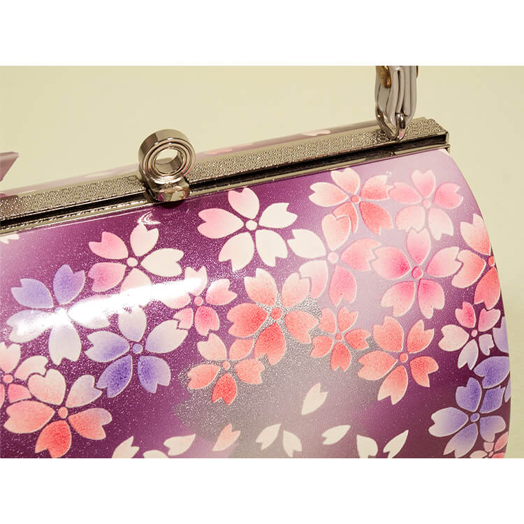 シルバー、紫　桜　振袖用草履バック