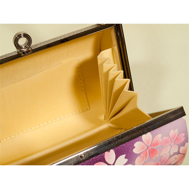 シルバー、紫　桜　振袖用草履バック