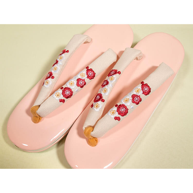 ピンク　白　振袖用草履バック