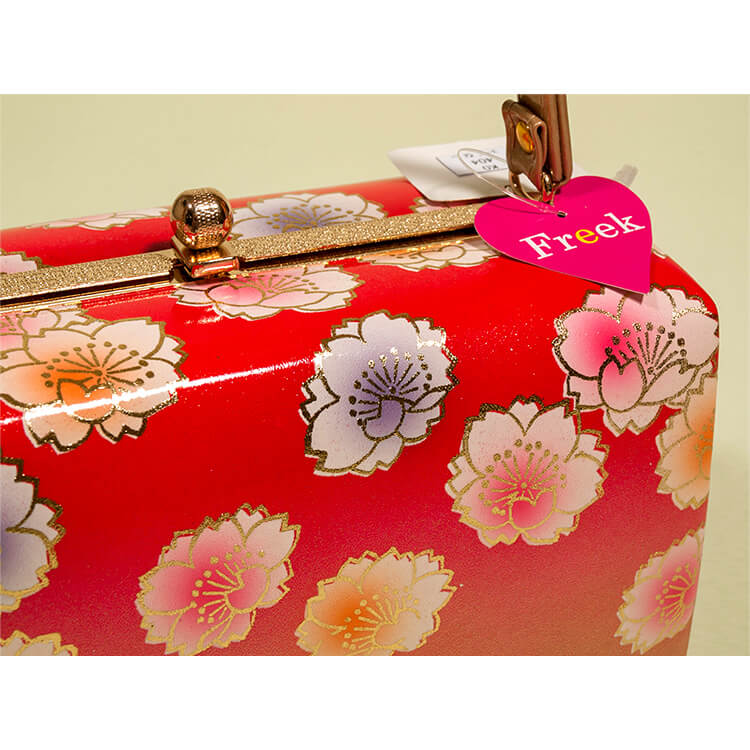 赤　ゴールド　桜　振袖用草履バック