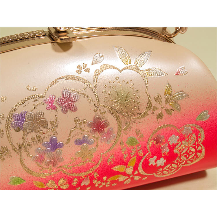 ピンク　アイボリー　花柄　振袖用草履バック