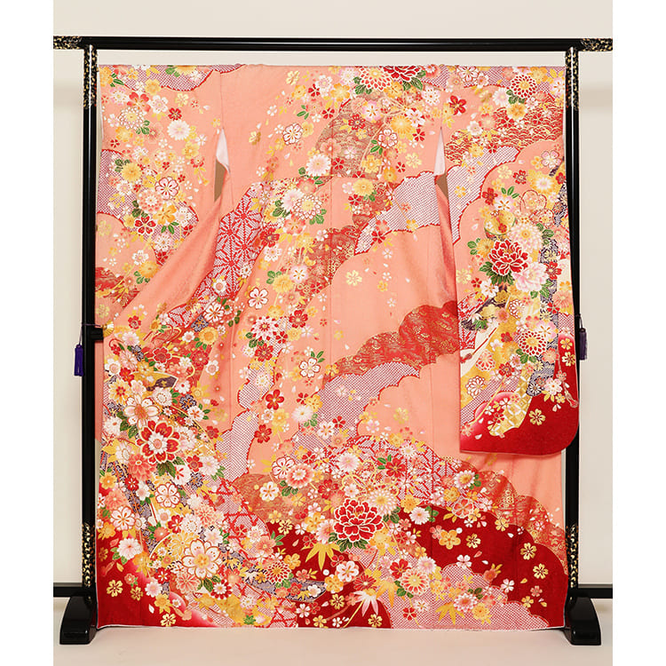 ピンク花柄古典
