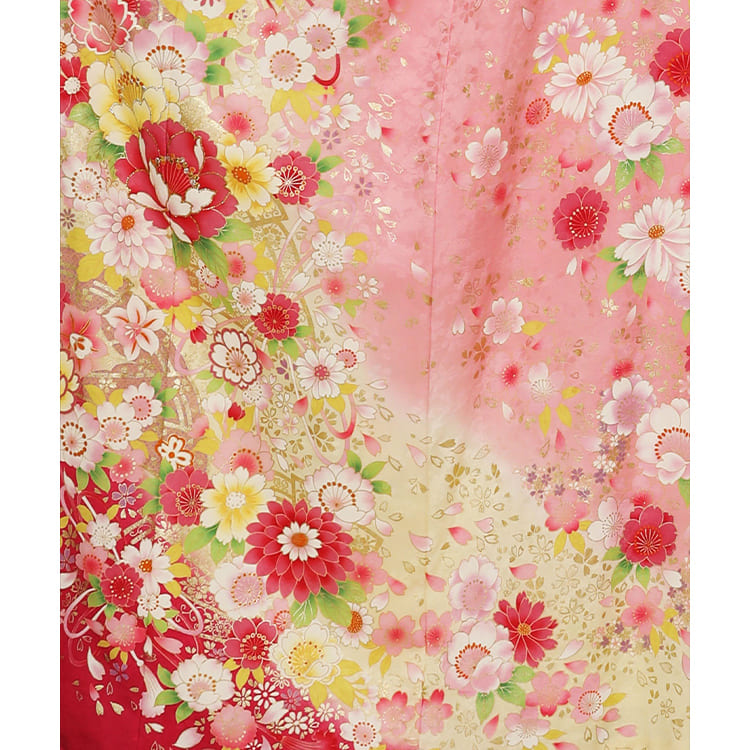 クリームとピンクに花柄