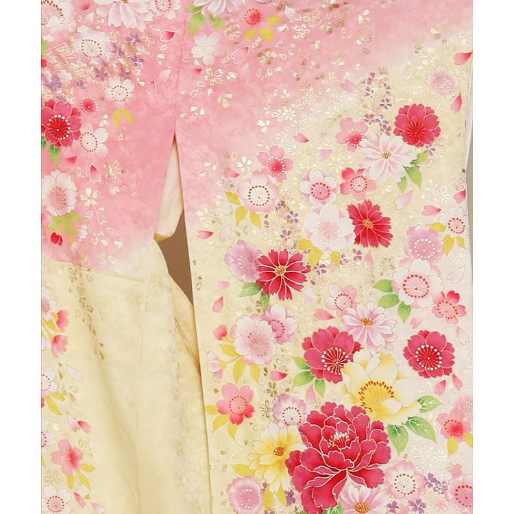 クリームとピンクに花柄