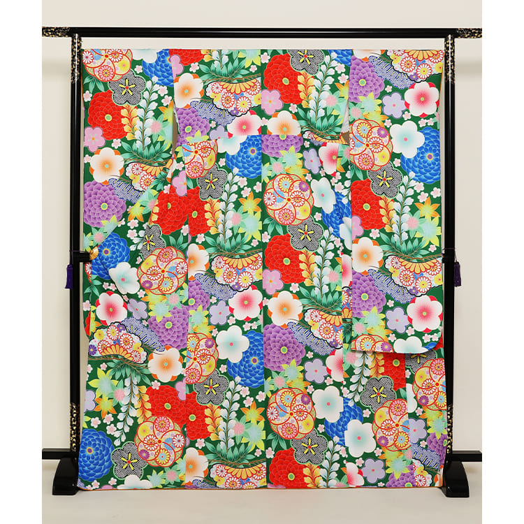 緑に花尽くし