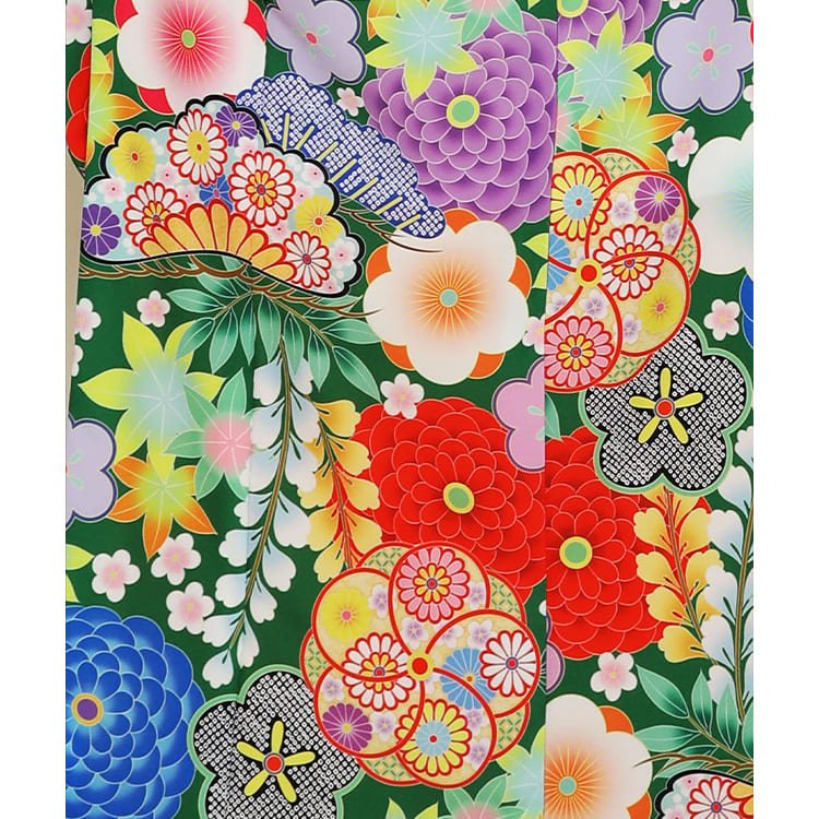 緑に花尽くし