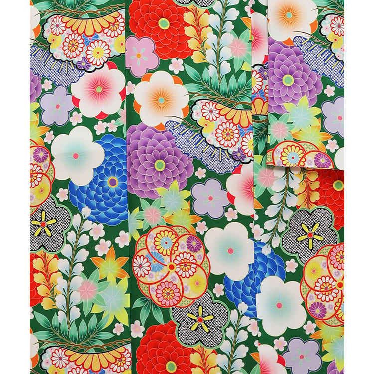 緑に花尽くし