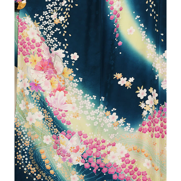 紺地に小花