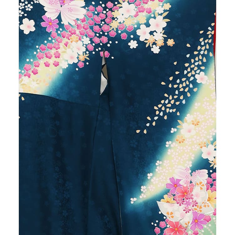 紺地に小花