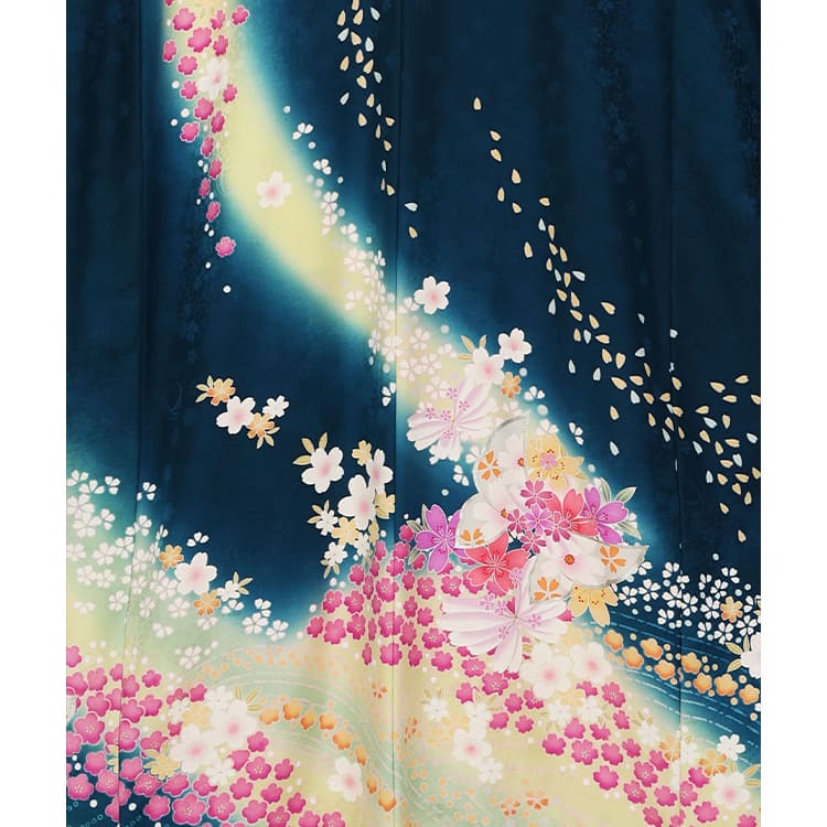 紺地に小花