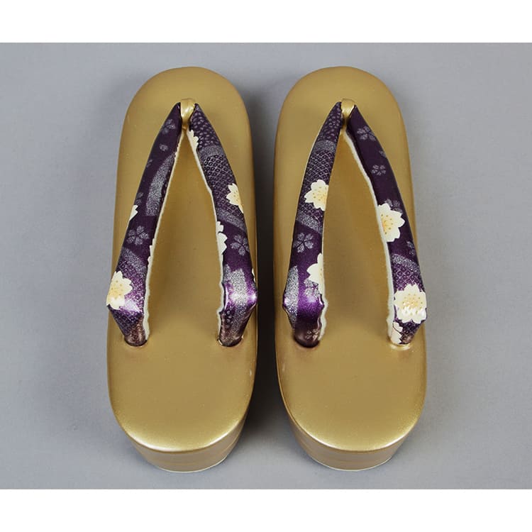 紫　桜　ゴールド　草履バック