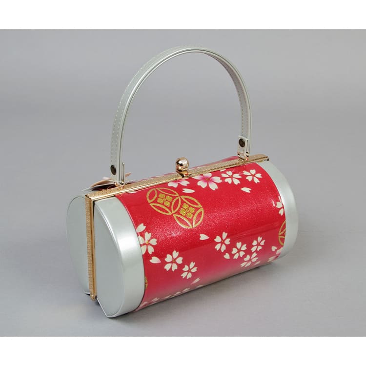 えんじ色にシルバー　桜に七宝花菱