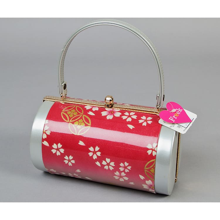 えんじ色にシルバー　桜に七宝花菱