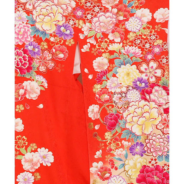 朱色に花柄
