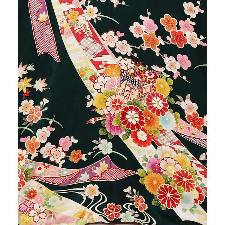 深緑にのしめ吉祥紋