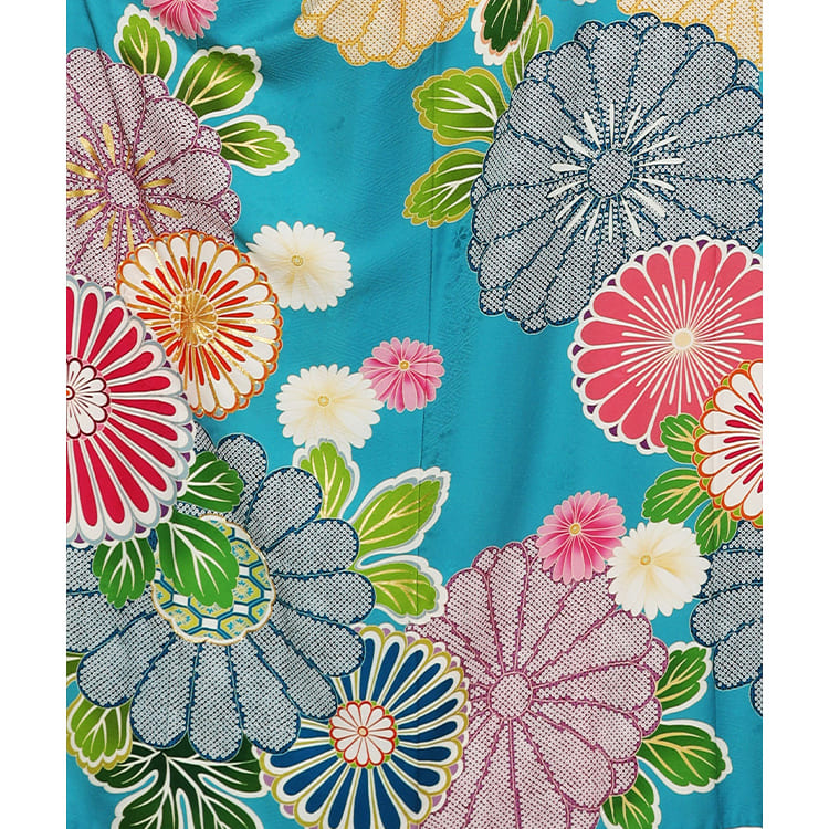 水色に大輪の菊