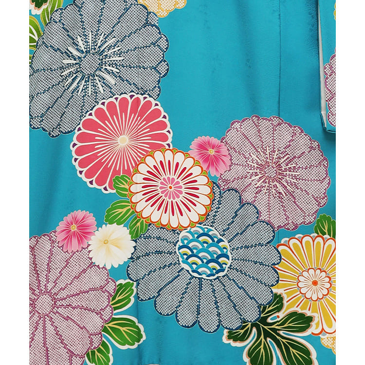 水色に大輪の菊