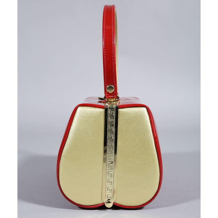草履バッグ　赤と金