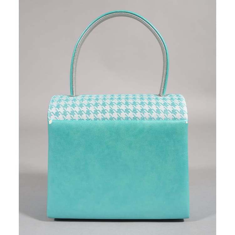 草履バッグ　ターコイズブルー　千鳥格子