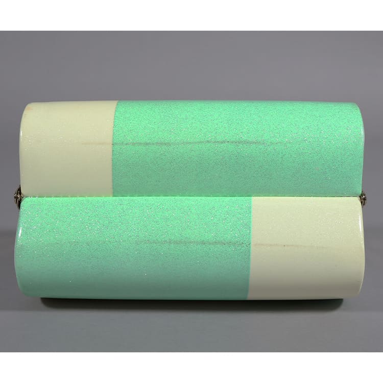 草履バック　緑とクリーム色