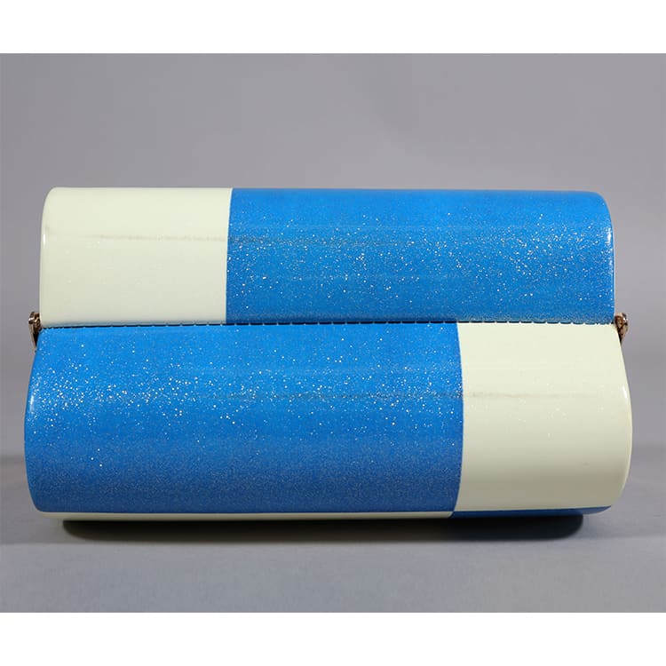 草履バック　青とクリーム色