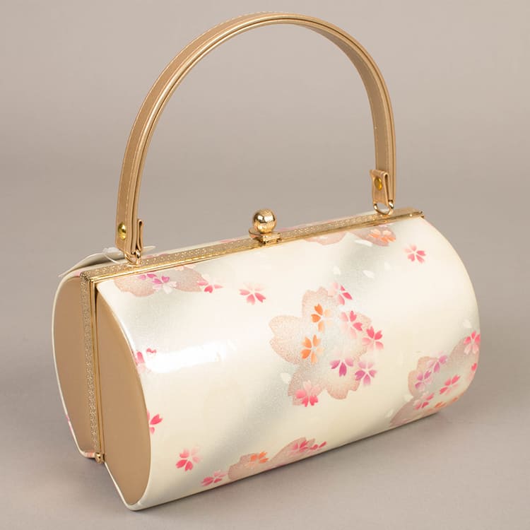 クリーム×金　桜　草履バック