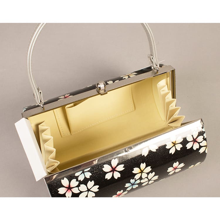 黒×シルバー　桜　草履バック