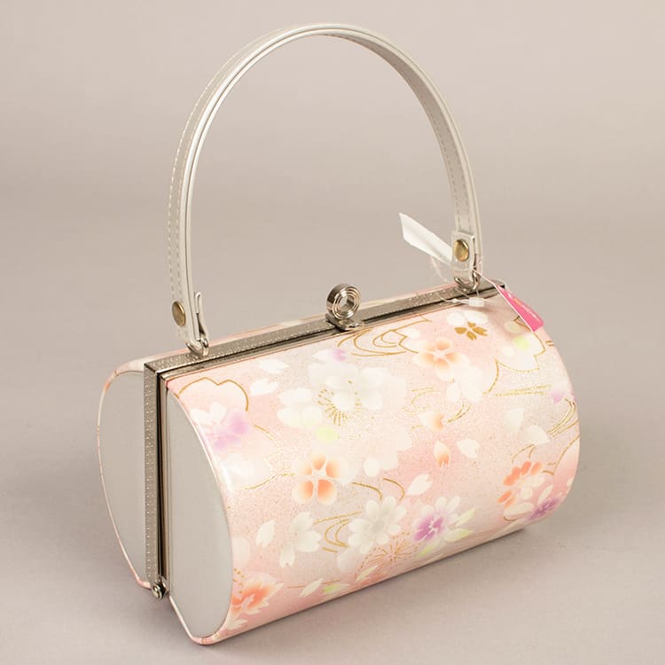 ピンク×シルバー　小花　草履バック