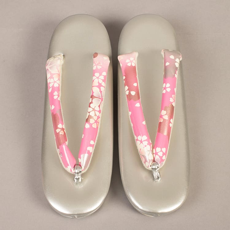 ピンク×シルバー　桜　草履バック
