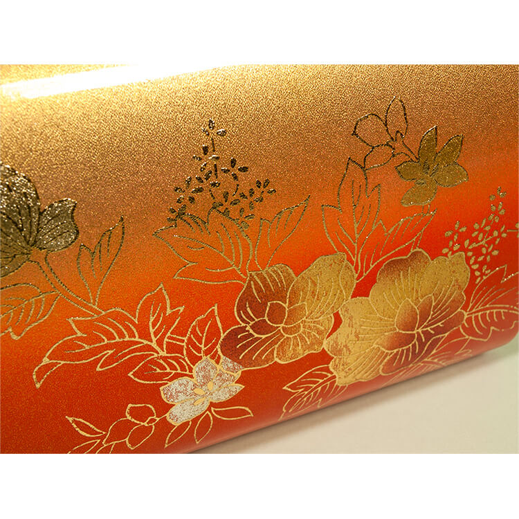 朱色　金系　花柄　バック