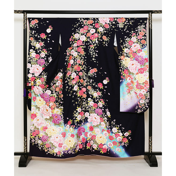 濃紺に花づくし
