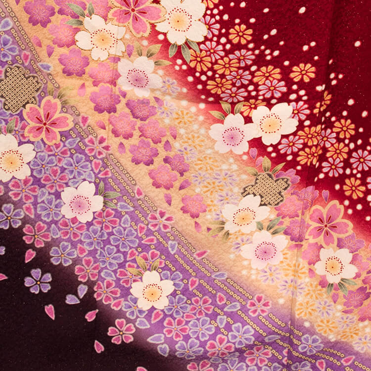 桜柄　赤色　振袖
