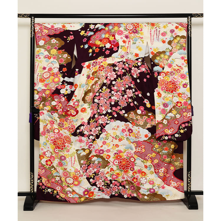 濃紫　金箔　可愛い小さな菊