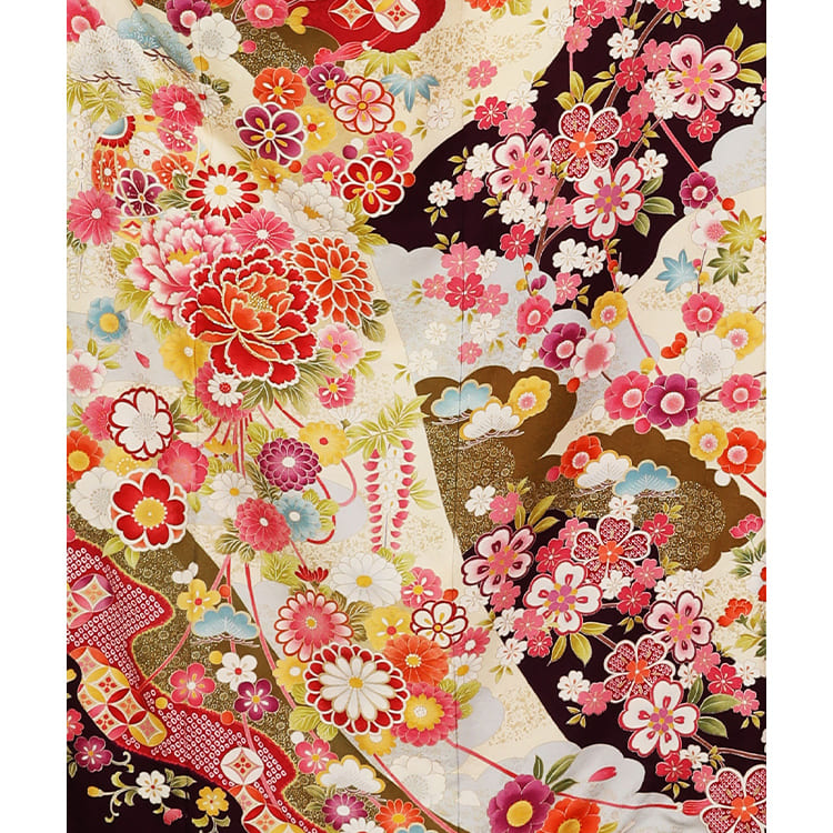 濃紫　金箔　可愛い小さな菊