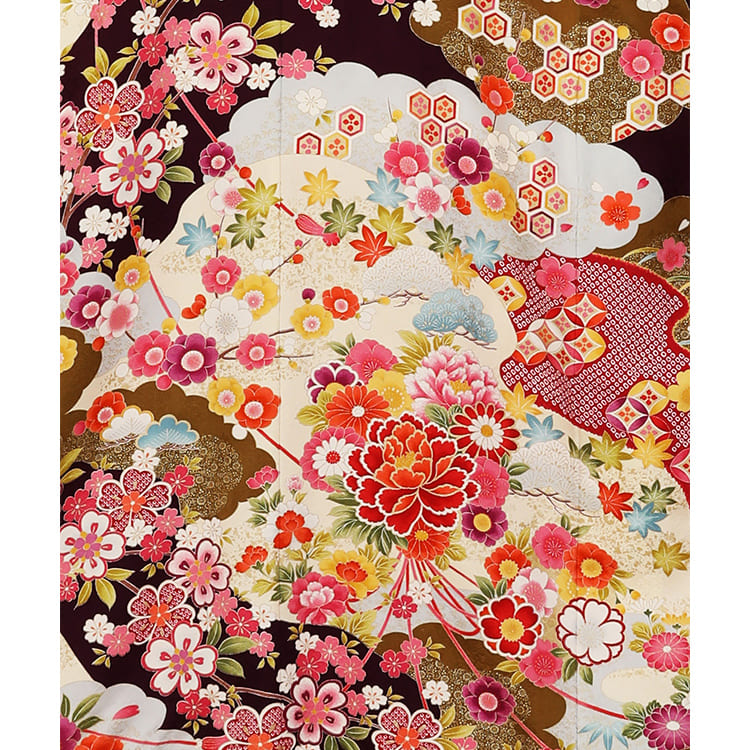 濃紫　金箔　可愛い小さな菊