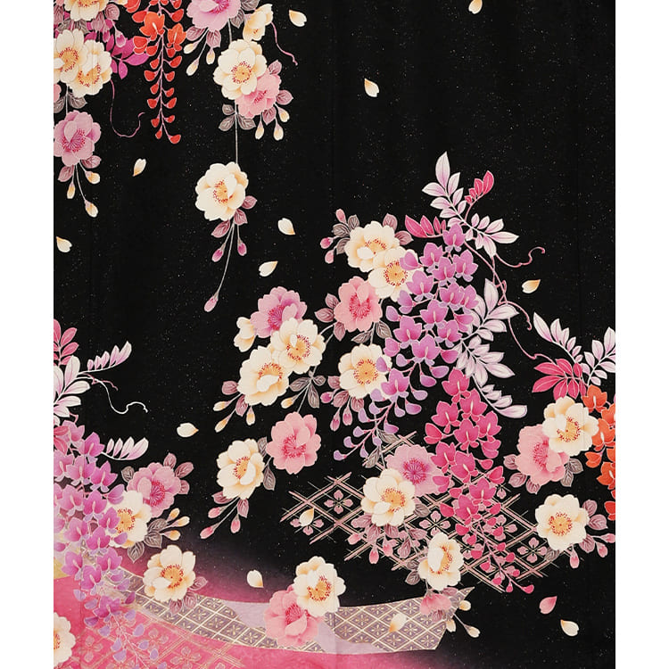 黒と桃　八重桜　花菱