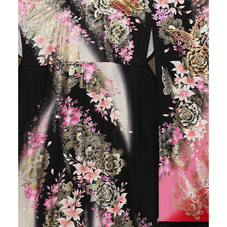 金彩のバラや蝶　豪華絢爛