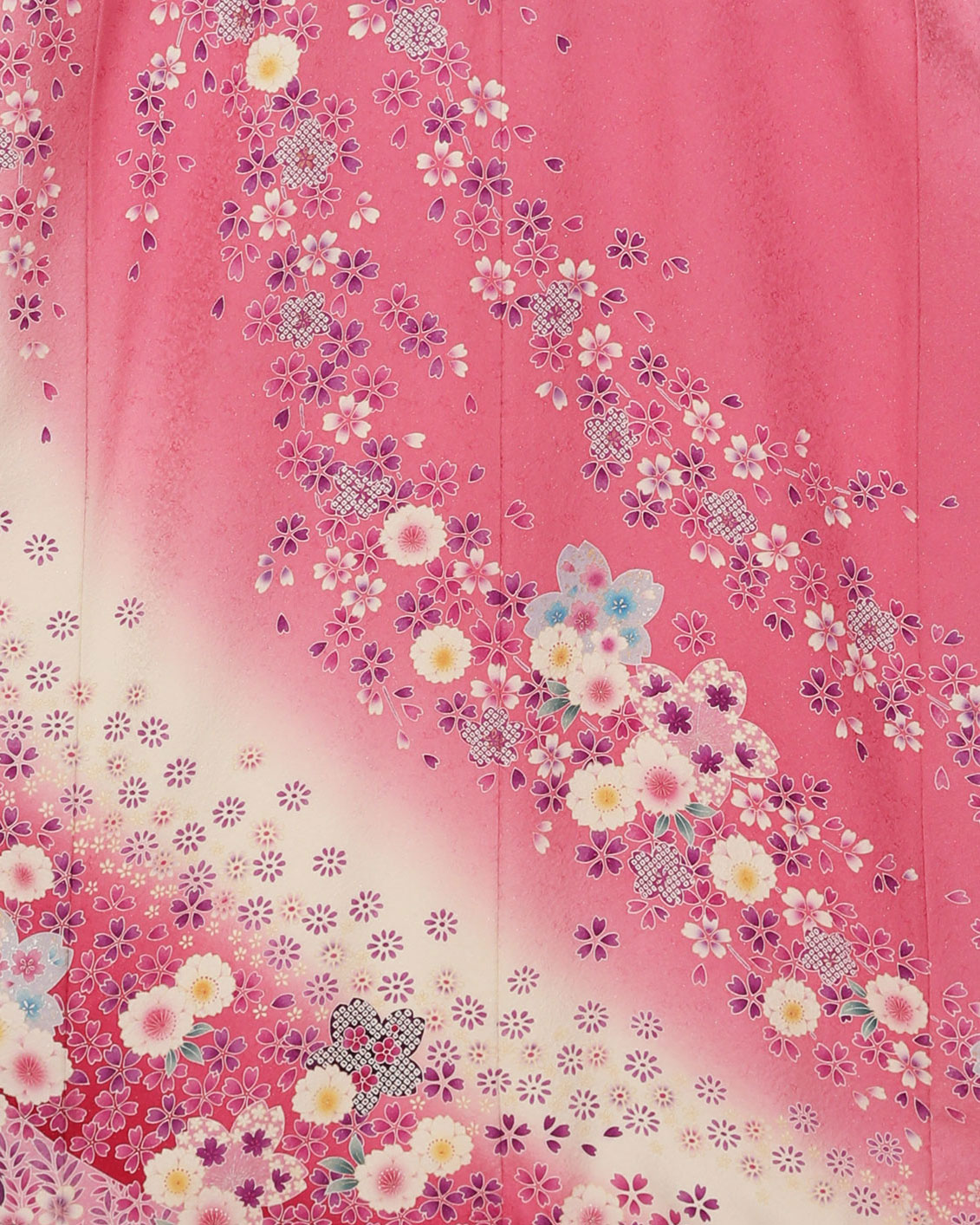 白地　桜に小花