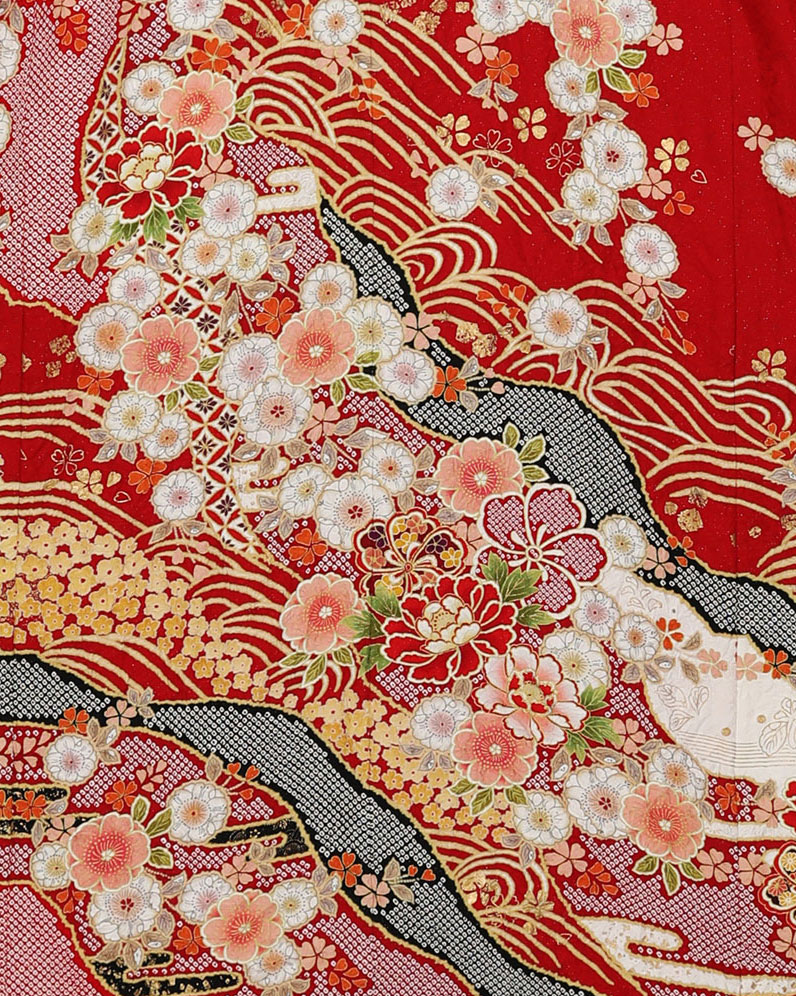 赤色鹿の子染め辻ケ花