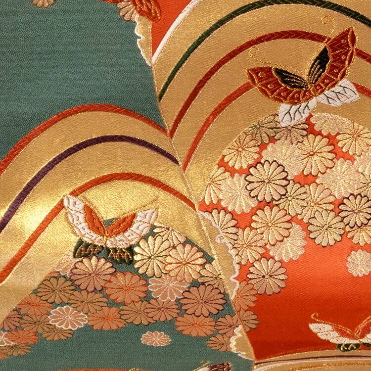 金糸 菊 蝶　袋帯