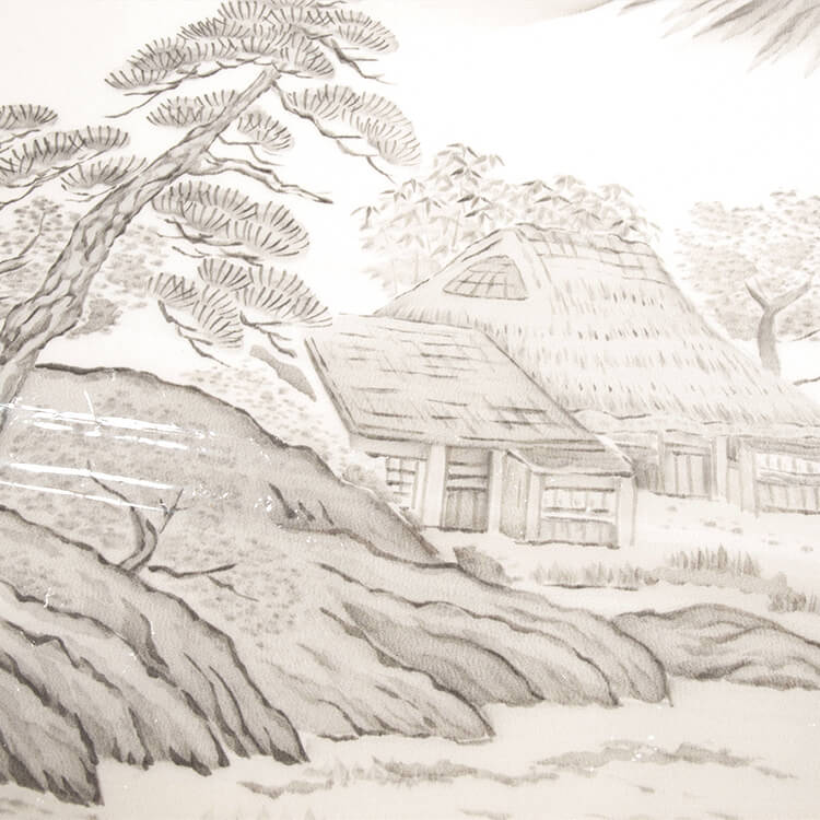 白地富士山墨絵　額裏